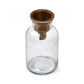 tagltd Mercantile Clear Glass Jar Tealight Taper Candle Holder, 3.5L x 3.5W x 6.0H inches