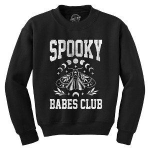 Scary Babes Club Crewneck Sweatshirt Funny Hot Halloween Scary Season Lovers Longsleeve - Crazy Dog Crew Neck Sweatshirt - 1 of 4