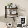 Tangkula 2-Tier Floating Shelving Wall-Mounted Shelf with Hanging Rod Expansion Screws & Metal Frame - 2 of 4