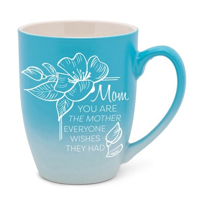 Elanze Designs Mom You Are The Mother Everyone Wishes They Had Two Toned Ombre Matte Teal and White 12 ounce Ceramic Stoneware Coffee Cup Mug