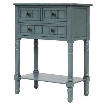 Ridstar 31.1 in. H Dark Blue Console Tables with Three Storage Drawers & Bottom Shelf