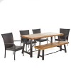 Salons 6pc Acacia & Wicker Dining Set - Teak/Brown - Christopher Knight Home: Weather-Resistant, Stackable Chairs, Galvanized Steel Hardware - 2 of 4