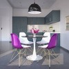 LeisureMod 5-Piece Dining Set with 35" Round Dining Table in White Iron Pedestal Base and 4 ABS Plastic Side Chair with Gold Base - 2 of 4