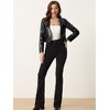 INSPIRE CHIC Women's Collarless Open Front Faux Pocket Faux Leather Crop Moto Jackets - 4 of 4
