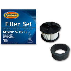 EnviroCare Replacement Vacuum Cleaner Filter Made to fit Bissell 9/10/12 HEPA Pleated Micro Inner Filter and Outer Foam Filter - 1 of 4