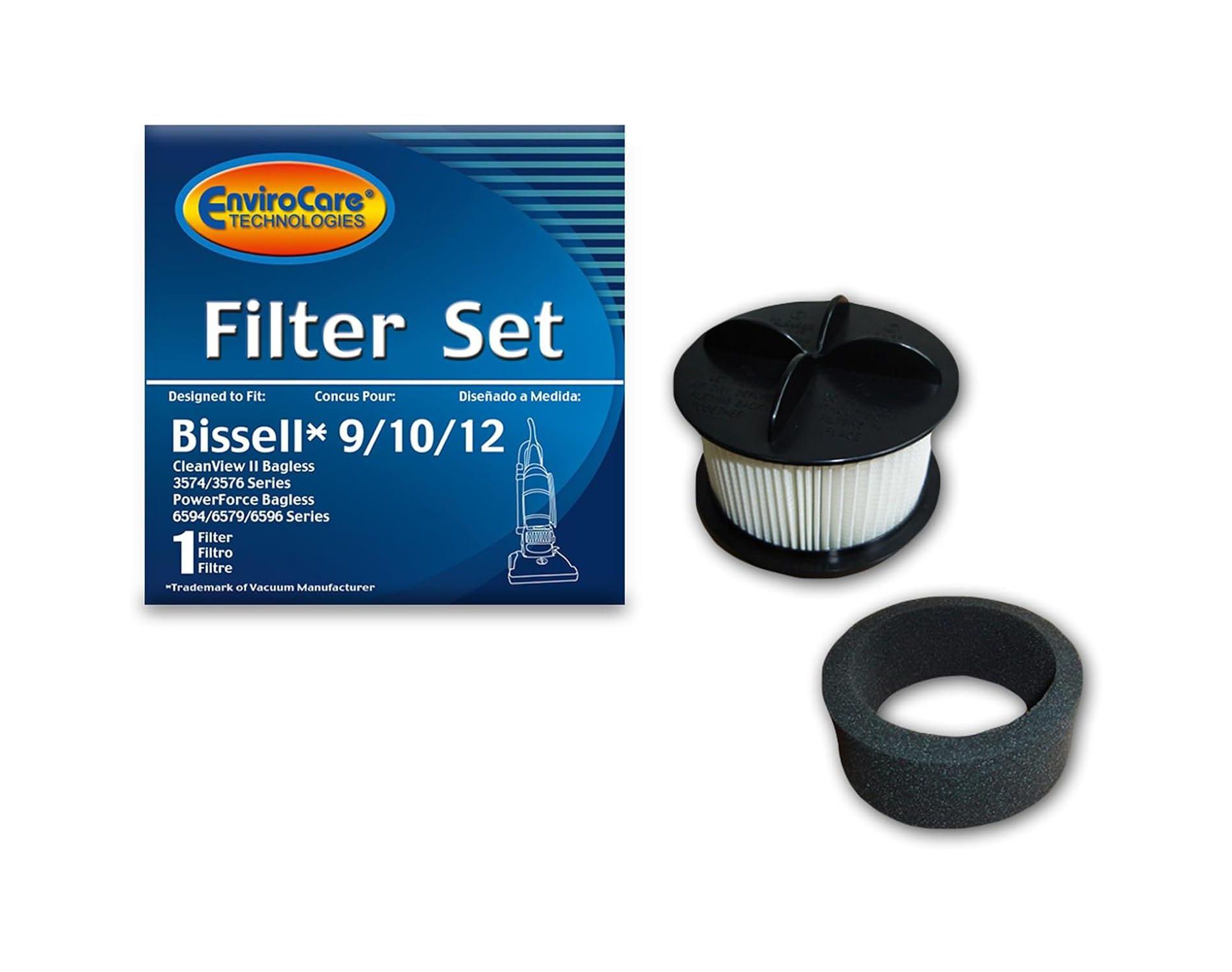 EnviroCare Replacement Vacuum Cleaner Filter Made to fit Bissell 9/10/12 HEPA Pleated Micro Inner Filter and Outer Foam Filter