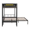 Metal Twin over Full Bunk with Shelves & Grid Panel Sturdy Metal Bed Frame Noise-free Wood Slats Comfortable Textilene Guardrail, For Boys Girls Teens - 4 of 4