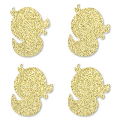 Big Dot of Happiness Gold Glitter Duck - No-Mess Real Gold Glitter Cut-Outs - Baby Shower or Birthday Party Confetti - Set of 24