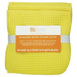 Waffle Microfiber Cloth (Set Of 3) - Mu Kitchen, Citrus Yellow
