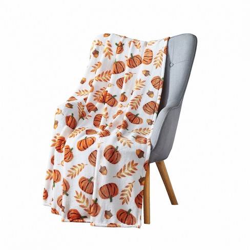 Kate Aurora Fall Autumn Pumpkins A Corns Ultra Soft Plush Oversized Accent Throw Blanket 50 In. W X 70 In. L