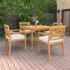 vidaXL Patio Dining Set with Cushions- 5 Piece Retro Style Furniture in Solid Teak Wood with Cream Fabric Cushions - 2 of 4
