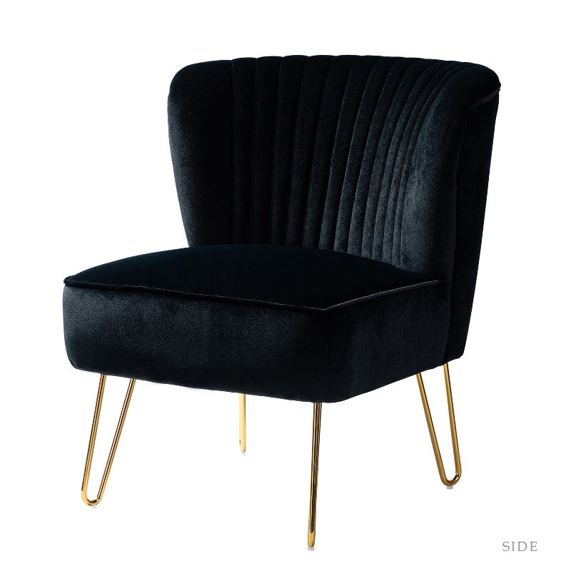 Upholstery Velvet Side Chair with Tufted Back Contemporary and Classic Armless Accent Chair with Metal Base | Karat Home, 1 of 11