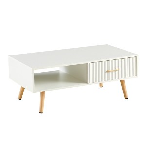 Vynxaria Multi colors Rattan Coffee Tables - 41" Sliding Door Storage Modern Living Room Table - 1 of 4
