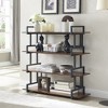 4 Tier Office Bookcase Shelf Rustic Wood Metal Bookshelves Freestanding Open Book Shelf - 3 of 4