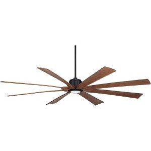 80" Possini Euro Design Defender Modern Indoor Outdoor Ceiling Fan with Dimmable LED Light Remote Matte Black Koa Damp Rated for Patio Exterior House - 1 of 4