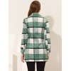 Allegra K Women's Notched Lapel Double Breasted Winter Plaids Overcoat - 4 of 4