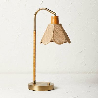 Burlap Petal Task Lamp Includes Led, Rustic Metal Petal Table Lamp