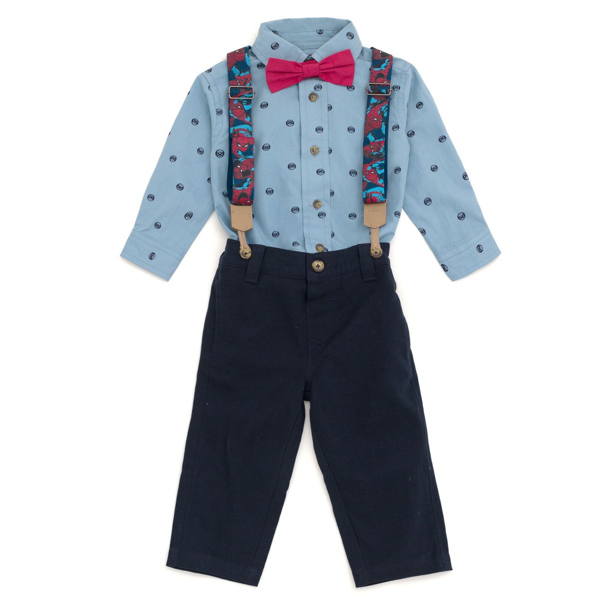 Marvel Button Down Shirt, Twill Pants, Suspenders and and Bow-Tie 4 Piece Outfit Set - thumbnail 4