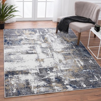 Abstract Elegance Gray 8' x 10' Synthetic Area Rug