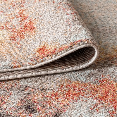 4' x 6' Blue and Orange Abstract Synthetic Area Rug