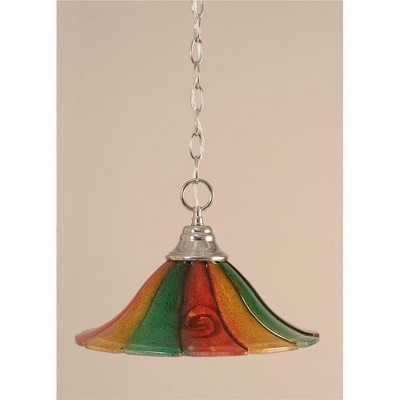 Toltec Lighting Any 1 - Light Pendant in  Chrome with 14" Mardi Gras Shade