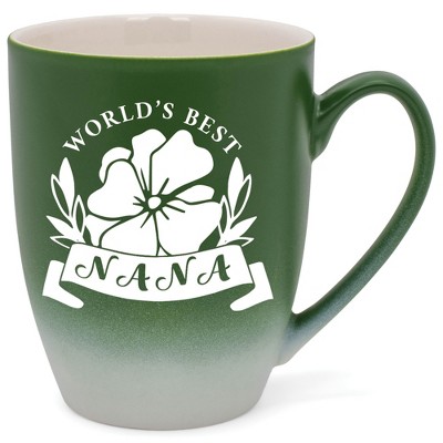 Elanze Designs World'S Best Nana Two Toned Ombre Matte Green and White 12 ounce Ceramic Stoneware Coffee Cup Mug