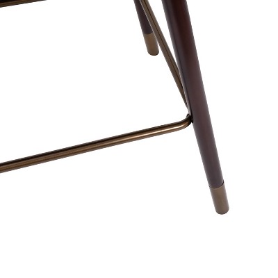 Brida Black Faux Leather and Walnut Counter Stool