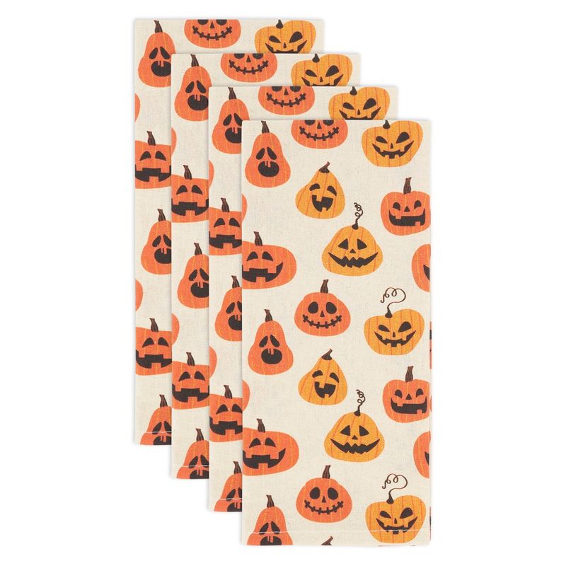 Saro Lifestyle Spice of Fall Pumpkin Kitchen Towel (Set of 4), Orange, 18"x28", 2 of 3