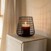 6.7" x 7.3" Black Wire Base w/ Amber Glass Insert Pillar Candle Holder - 2 of 4