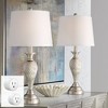 Regency Hill Arden 25" High Twist Column Traditional Table Lamps Set of 2 WiFi Smart Socket Silver Mercury Glass Living Room Bedroom White Shade - 2 of 4