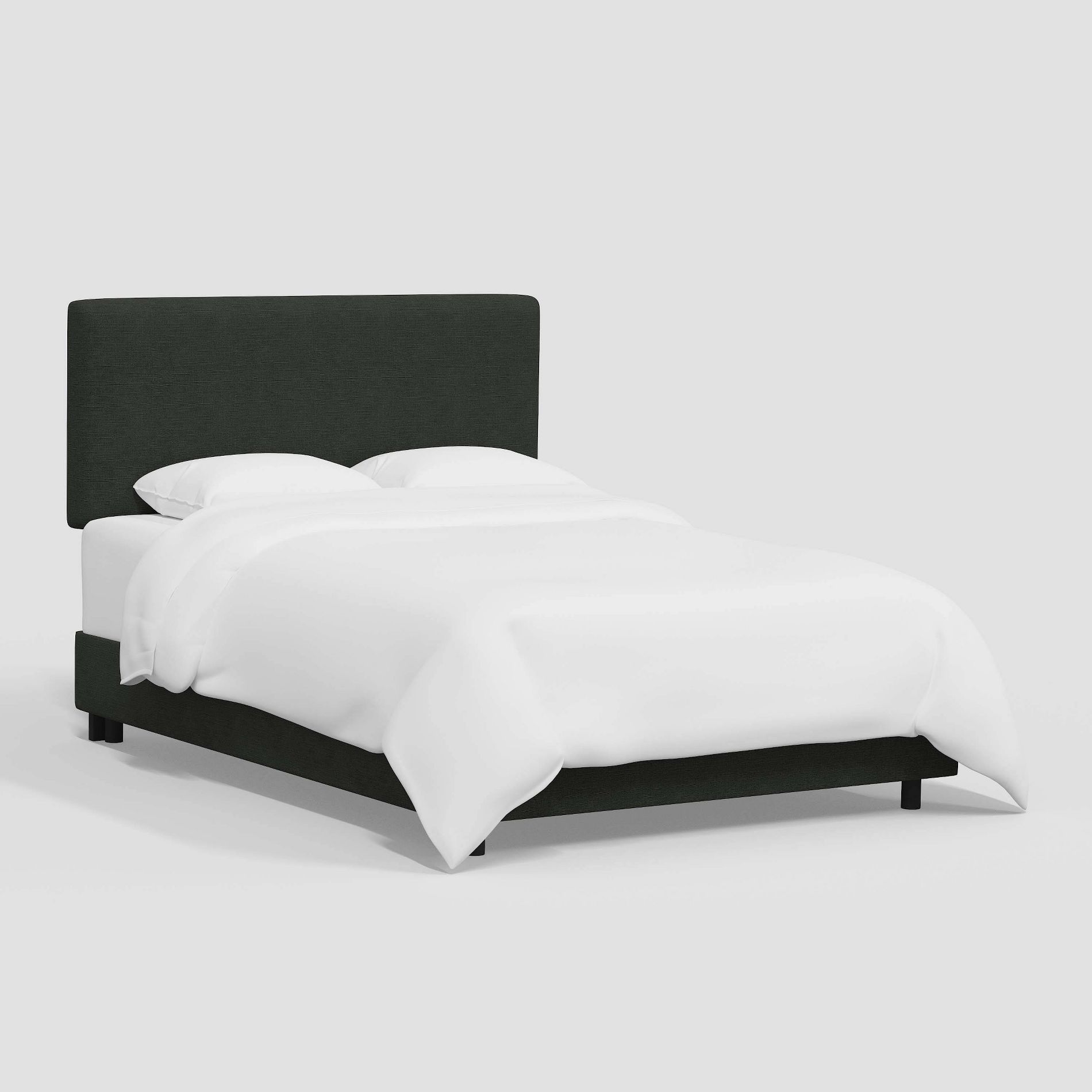 Full Olivia Bed in Linen Black - Threshold™: Pine Wood, Upholstered Headboard, Modern Style