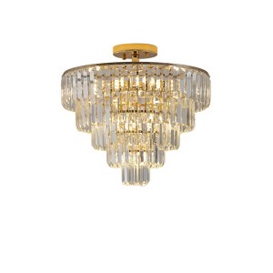 Dolonm Gold Crystal Chandeliers, Round Semi Flush Mount Chandelier Light Fixture,Large Contemporary Luxury Ceiling Lighting - 1 of 4