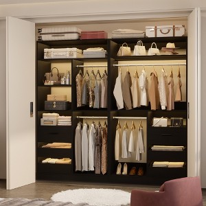 Besiost Set of 2 Closet System with Wood Drawers, Freestanding Closet Organizer with Hanging Rods - 1 of 4