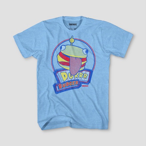 boys fortnite durrr burger short sleeve t shirt light blue heather - fortnite t shirt boys