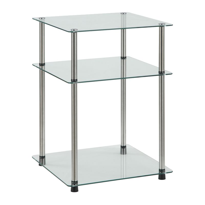 Classic Glass 3 Tier End Table Clear Glass - Breighton Home, 1 of 6