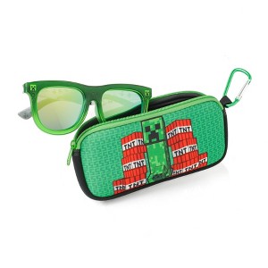 Boys' Minecraft Rectangle Sunglasses & Sunglass Case - Green: UV Protection, Creeper Design, Ages 3-10 - 1 of 4