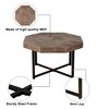 Wood Octagonal Vintage Patchwork Craft Farmhouse, 30 Inch Wooden Table Top Cross Metal Legs Coffee Table, for Living Room - 3 of 4