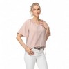 Anna-Kaci Women's Short Sleeve V-Neck Blouse with Gathered Shoulder Detail and Long Neck Tie Accent - 2 of 4