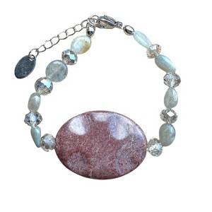 Michelle Marie Boutiques Leopard Jasper Pink and Gray  Gemstone Bracelet - 1 of 4