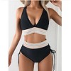 Wikineon Women's High Waisted Bikini Sets Two Piece Tummy Control Swimsuit Color Block Bathing Suits - 2 of 4