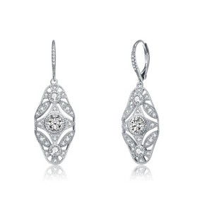 Guili Sterling Silver White Gold Plated Wreath Leverback Earrings with Colored CZ, Designed for a Touch of Classic Beauty and Timeless Sparkle - 1 of 3