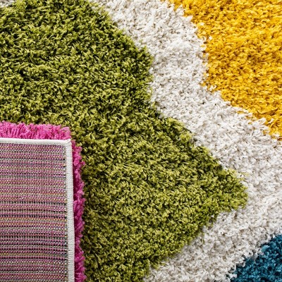 Ivory Multi-Color Shag Kids Area Rug