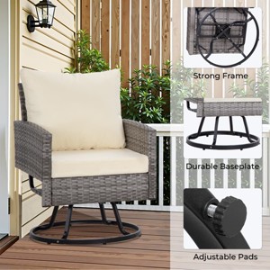 3-Piece Wicker Patio Seating Set with Swivel Chairs and Coffee Table, Outdoor Rattan Furniture for Porch, Balcony, Garden or Deck-The Pop Home - 1 of 4