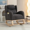 38"Teddy Fabric Rocking Chair With Packet Wood Legs,khaki - 4 of 4