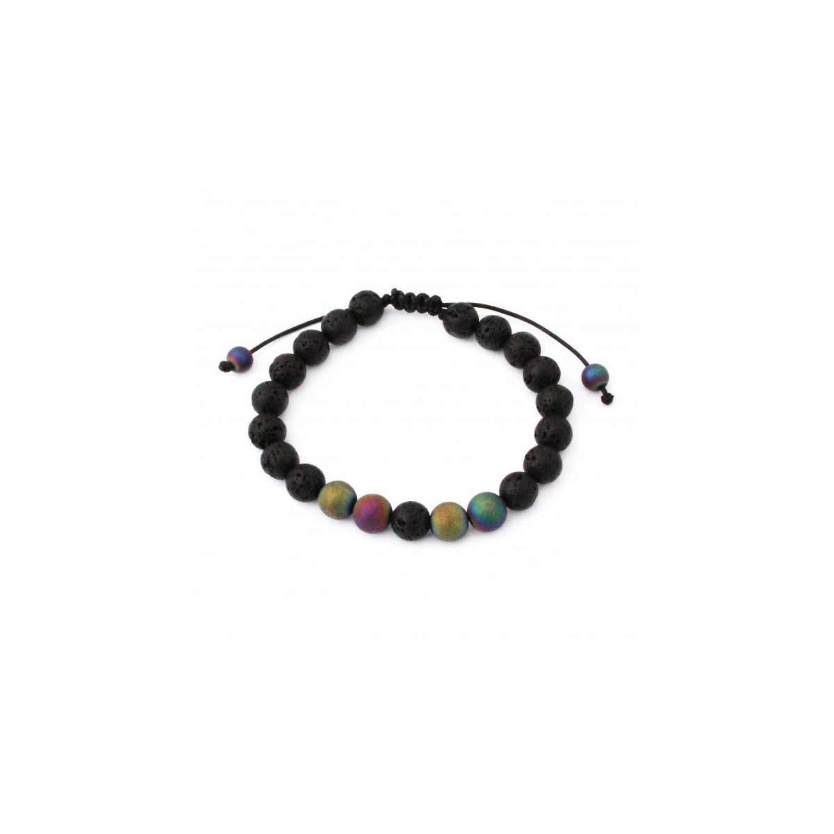 Plantlife Aromatherapy Bracelet - Adjustable Rainbow Aura Quartz & Lava Rock, Natural Stone Jewelry for Essential Oil Diffusion & Wellness