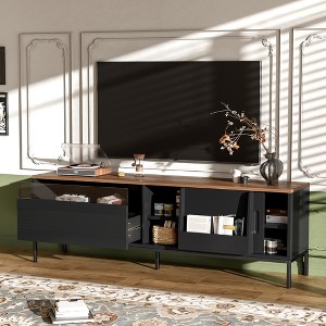KWPZQEB TV Stand for 75 Inch TV, Entertainment Center with Storage Cabinets and Sliding Doors, Modern Media TV Console Table for Living Room - 1 of 4