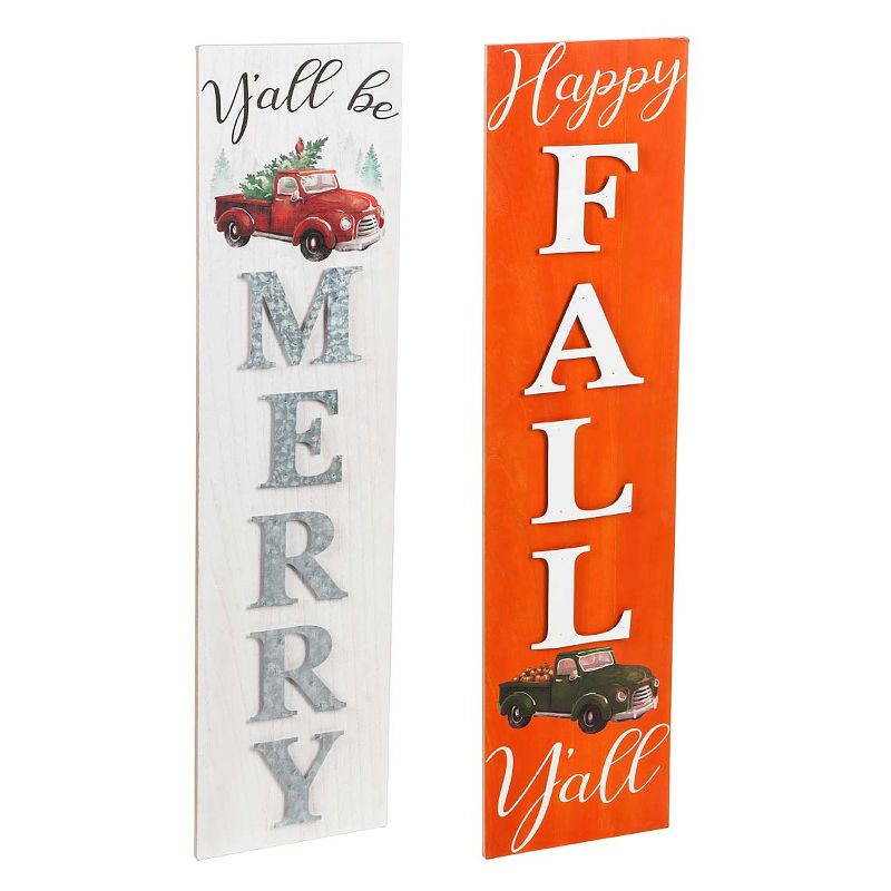 Double-Sided Wooden Fall/Holiday Greeting Standing Porch Sign, 1 of 2