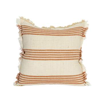 Hand Woven Terracotta Striped Throw Pillow Jute & Cotton With Polyester Fill by Foreside Home & Garden