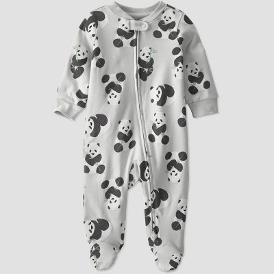 Image of Baby Organic Cotton Panda Sleep N' Play - little planet by carter's Gray 3M