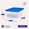 Homz Snaplock 12-Quart Plastic Multipurpose Stackable Storage Container Bins with Blue Snaplock Lid for Home and Office Organization, Clear (8 Pack) - 4 of 4